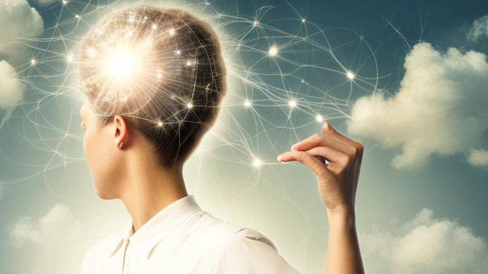 A woman controlling her thoughts